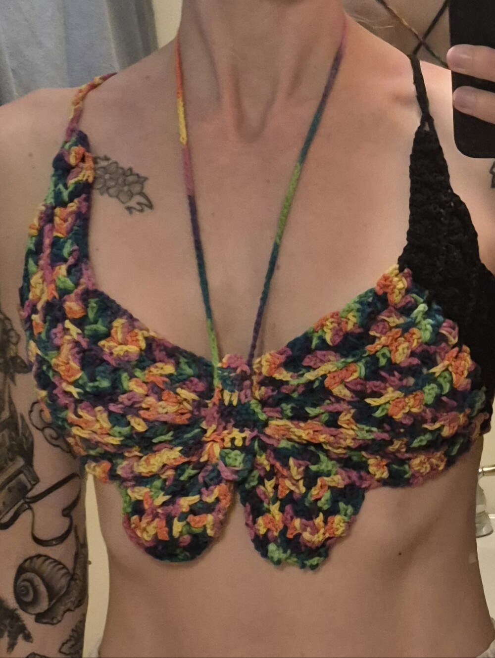 Handmade Crochet Rainbow Butterfly Top